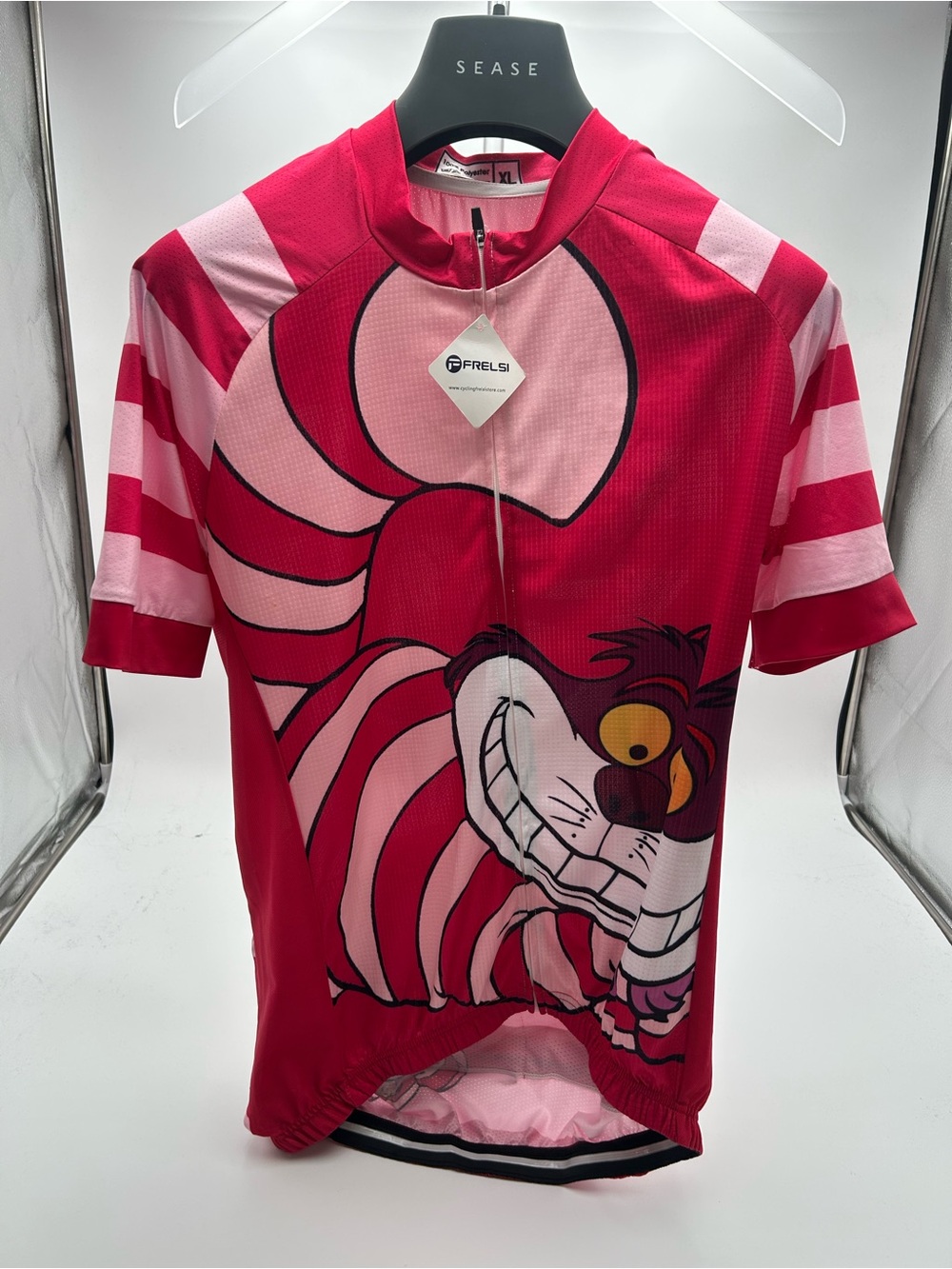 Kids' Cheshire Cat Graphic Cycling Jersey - Pink/Red